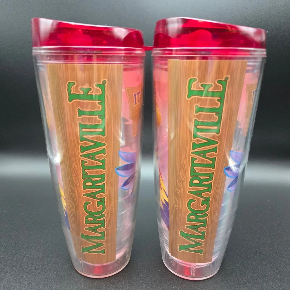Margaritaville 26oz Insulated Tumbler Set of 2 It's A State of Mind Red Lids USA